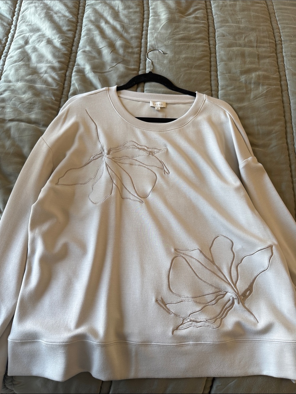 Light Cream Floral Crewneck Sweater